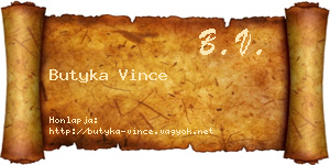 Butyka Vince névjegykártya